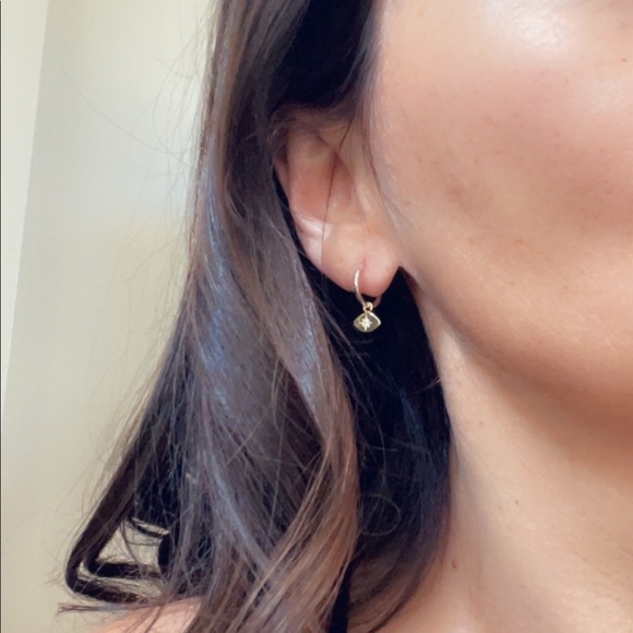 14k Gold Sterling Silver Tiny Hoop Evil Eye Earrings. - Picture 9 of 10